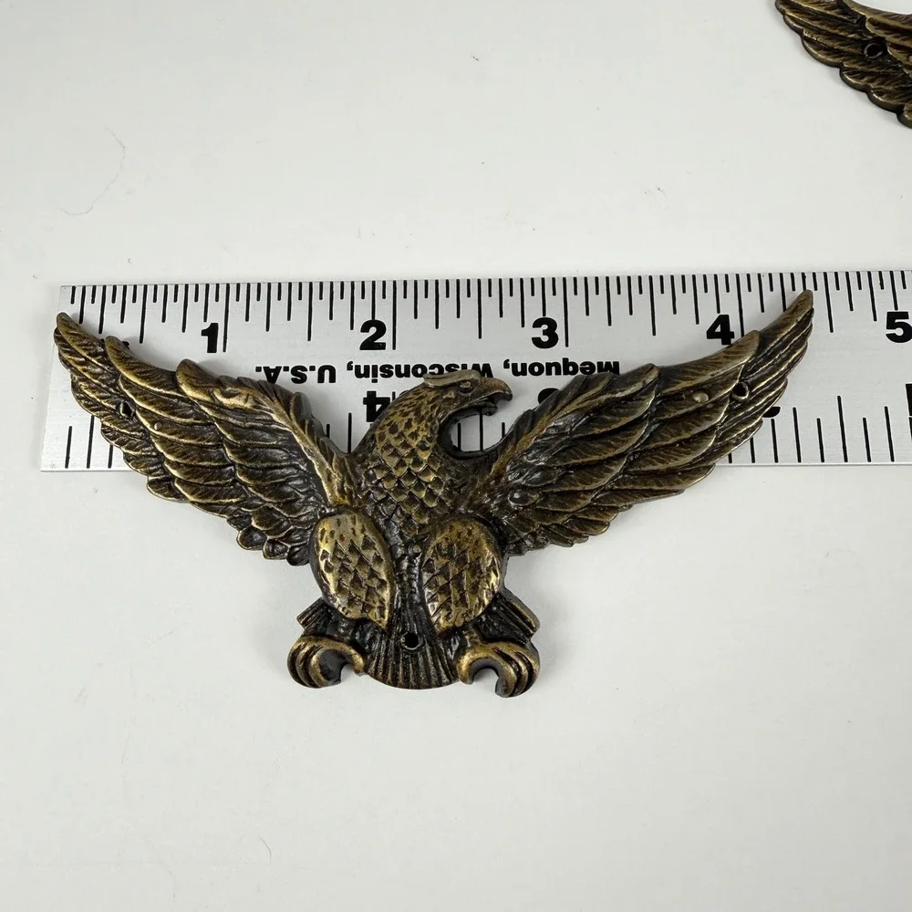 Vintage Eagle Wall Plaque Set 4 Bronze Tone Americana Decor 4.5